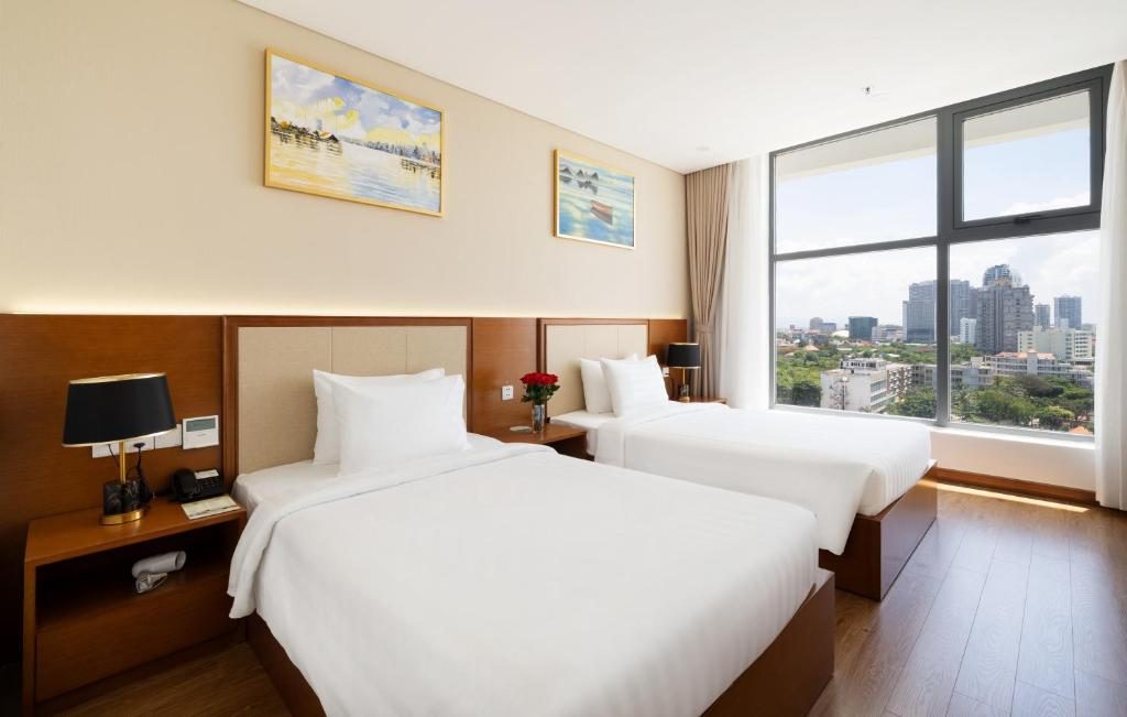 Phòng Deluxe 2 Giường Đơn Nhìn ra Một góc Biển