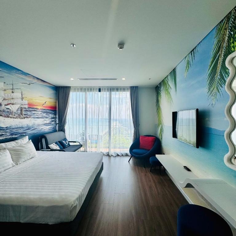Phòng Deluxe Giường Đôi Với Ban Công và Tầm Nhìn Ra Biển
