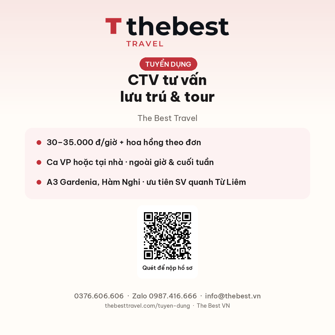 Cộng tác viên tư vấn lưu trú và tour — The Best Travel